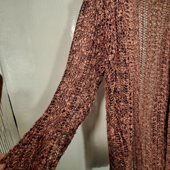 Lane Bryant Open Knit Crochet Cardigan Dusty Rose Pink Women's Size 14/16 - Picture 5 of 6